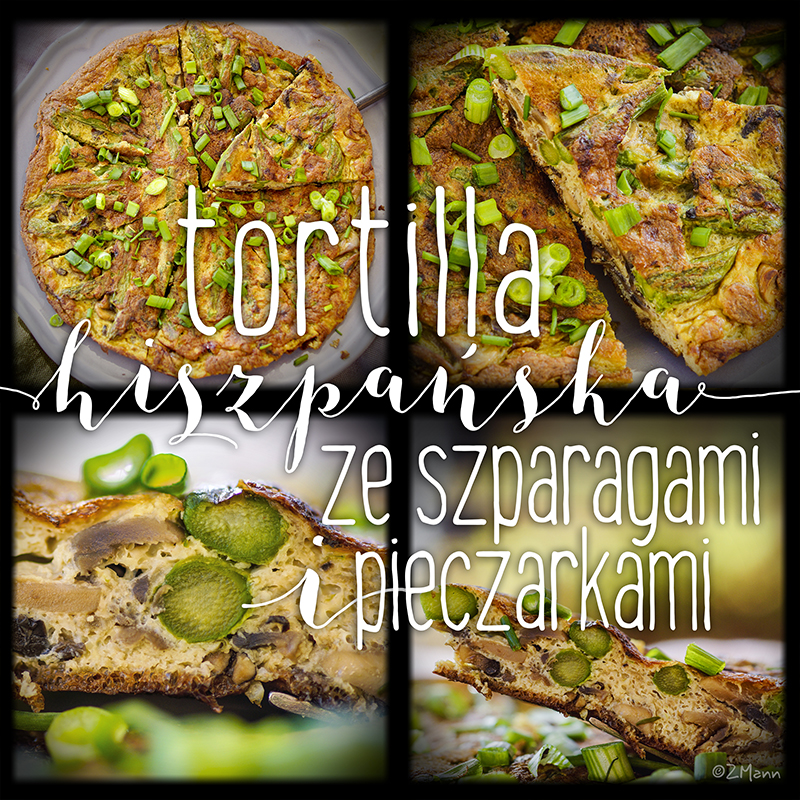 tortilla hiszpańska ze szparagami i pieczarkami